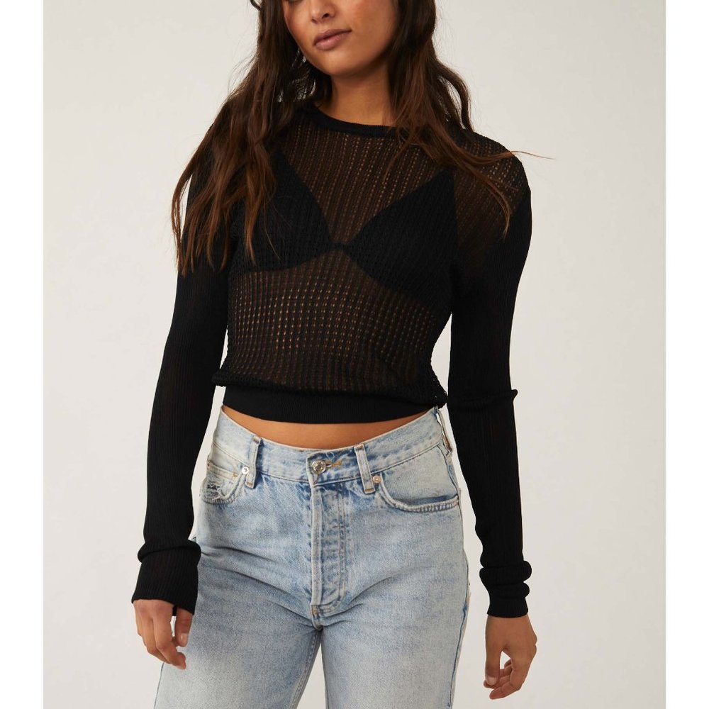 NWT Free People H20 Crew Pullover / Black
